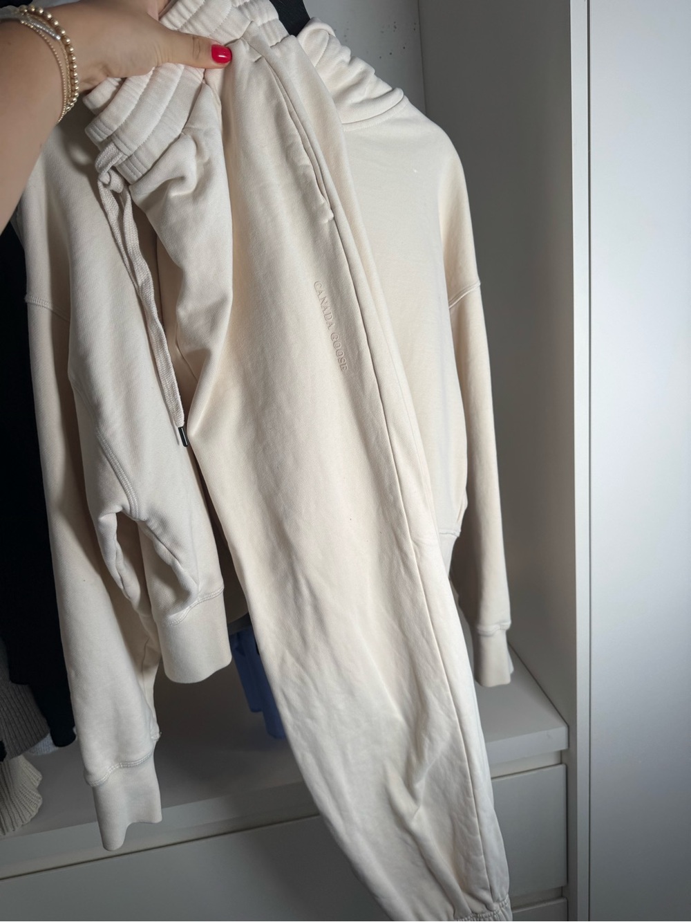 Canada Goose Cream Hooded Sweatshirt & Joggers Set